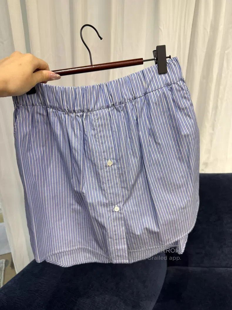 Loewe Loewe size M Blue and White Striped Logo Skirt - Cotton Size 26" / US 2 / IT 38 - 1 Thumbnail