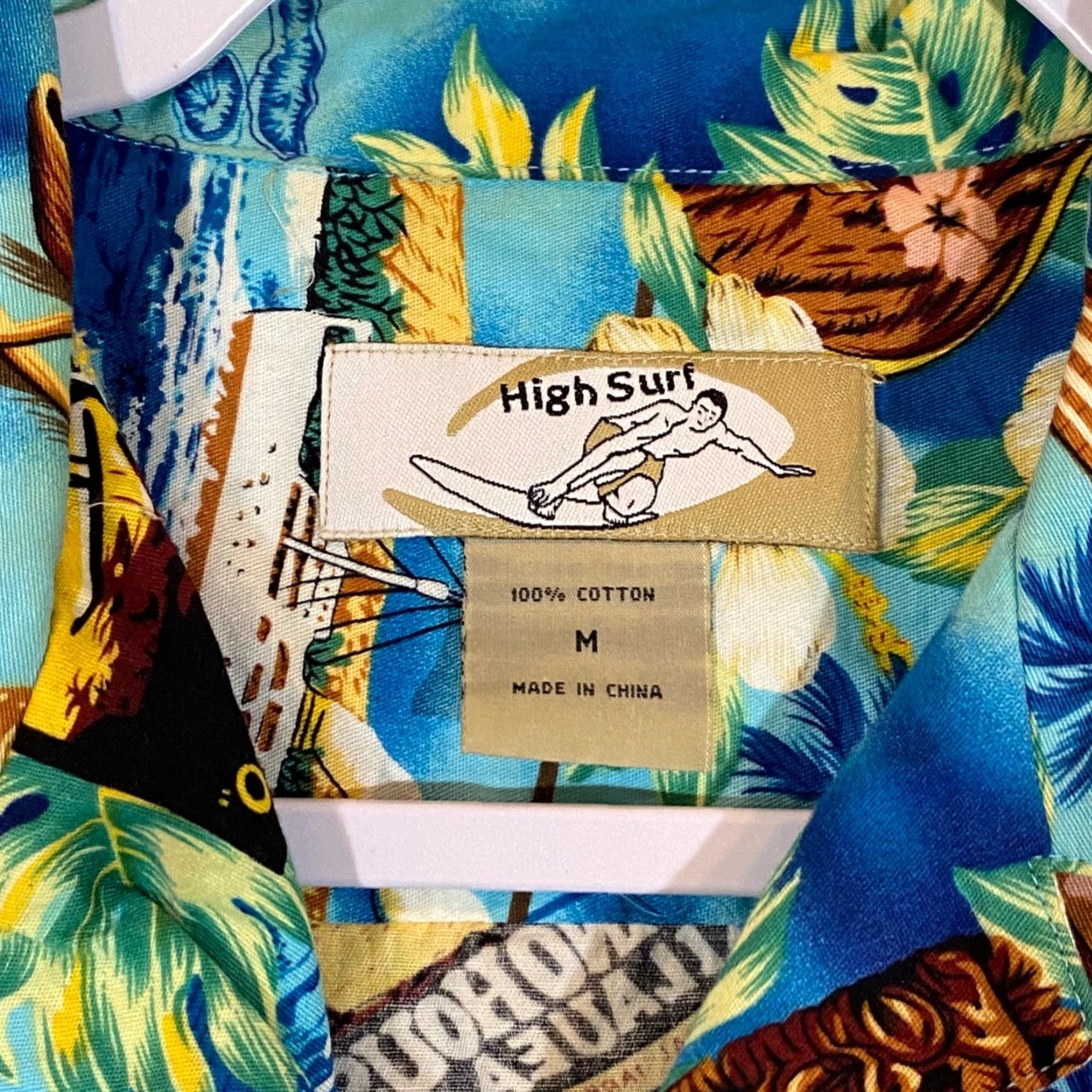 Vintage High Surf Hawaiian Shirt Mens Medium Blue Floral Button Up Vacation Top S/S Size US M / EU 48-50 / 2 - 2 Thumbnail