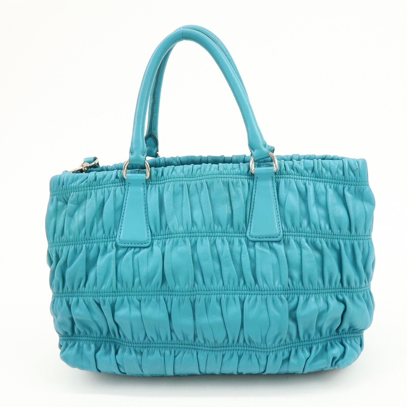 Prada Prada Ruched Lambskin Shoulder Bag Blue Size ONE SIZE - 2 Thumbnail