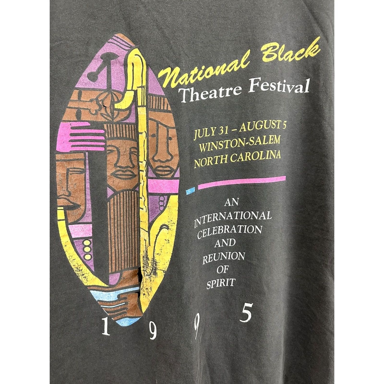 Vintage VINTAGE National Black Theatre Festival HBCU Art History Faded Rap T-Shirt XL Black Men Size US XL / EU 56 / 4 - 2 Thumbnail