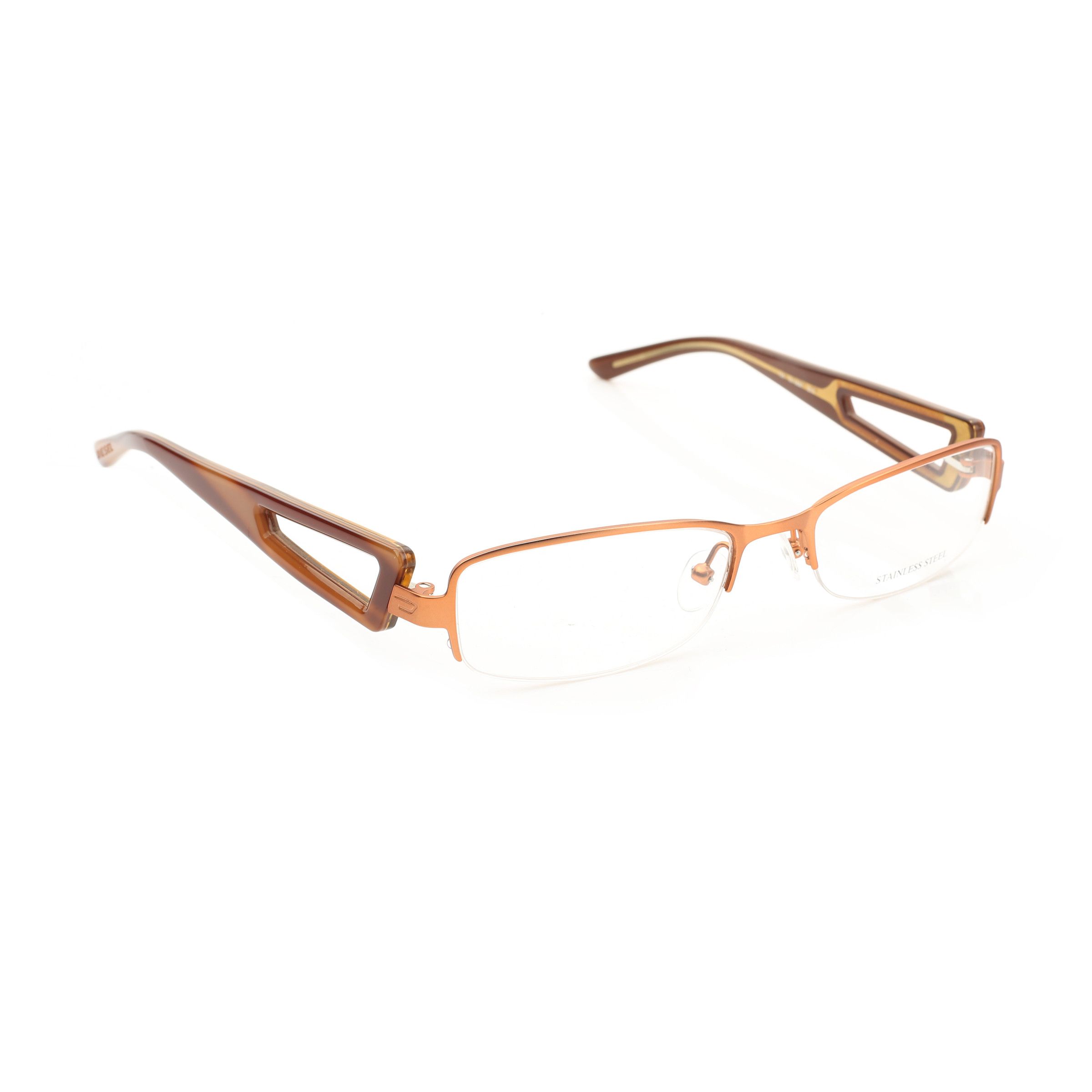 Diesel Diesel '00s Half Rim Triangle Temple Brass Glasses Size ONE SIZE - 1 Thumbnail