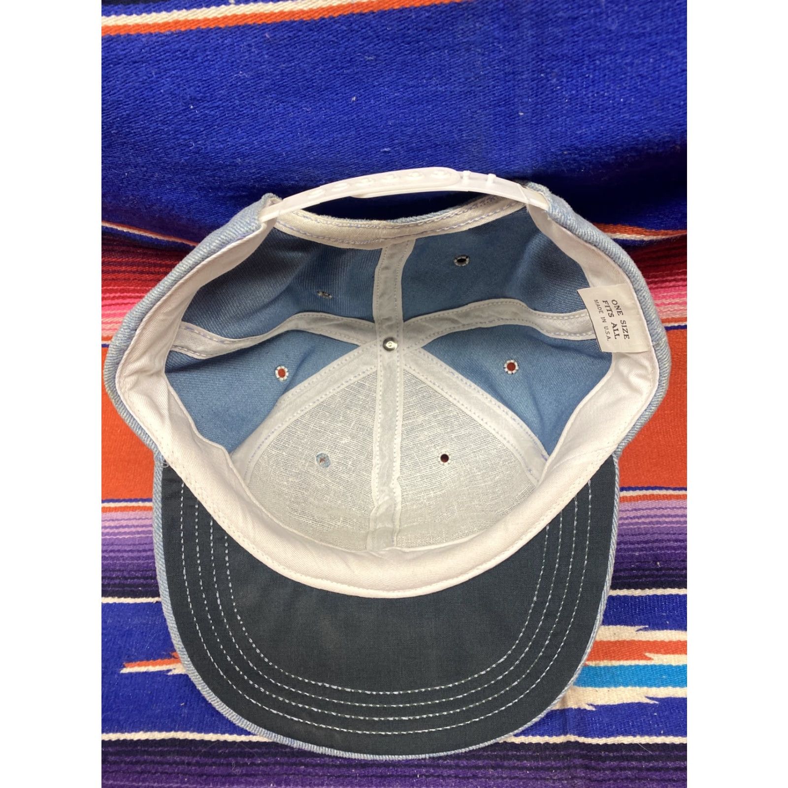 Citizen VINTAGE Citizen Snapback Trucker Hat Men Adjustable Blue Denim Cotton Insurance Patch Made in USA USA Theme Mens Size ONE SIZE - 4 Thumbnail