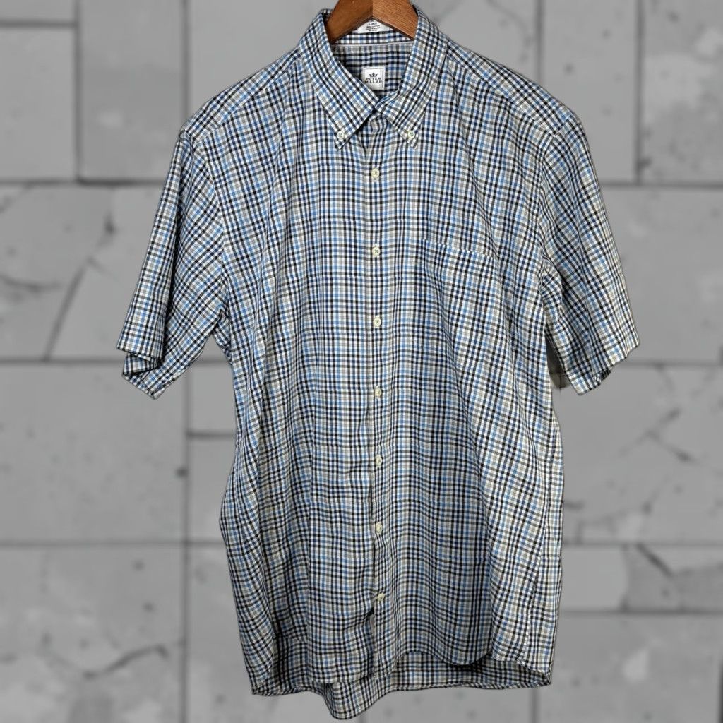 Peter Millar VINTAGE Peter Millar Blue Checkered Short Sleeve Button-Down Shirt Mens Size L Size US 33 - 1 Thumbnail