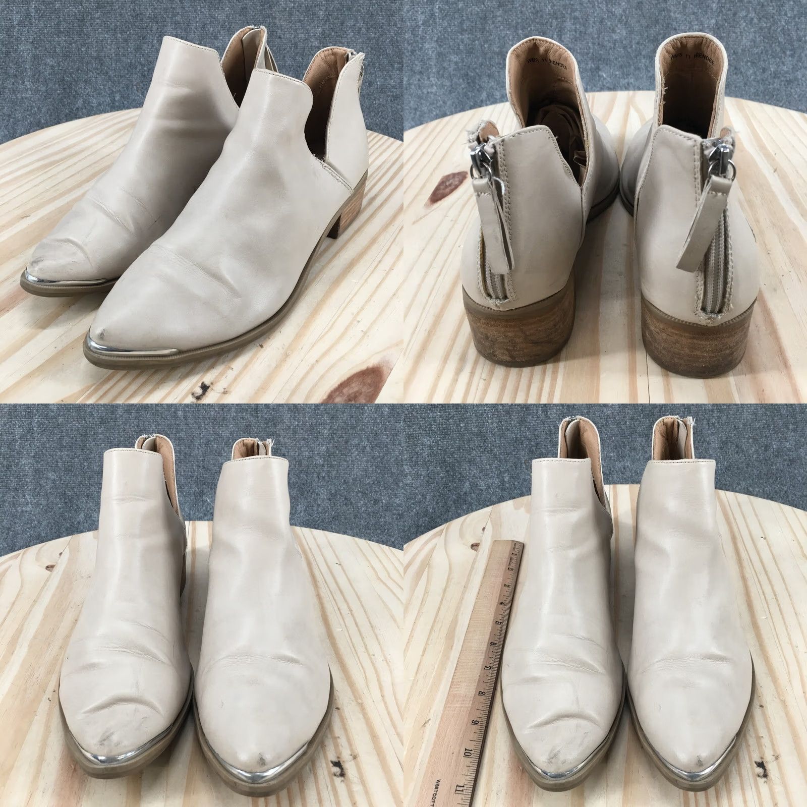 Dolce Vita DV Dolce Vita Wendee Boots Womens 11 Pointed Ankle Booties Zipper Beige Leather Heel Block Fall Spring Summer Winter Casual Shoes Women Size US 11 / IT 41 - 10 Thumbnail