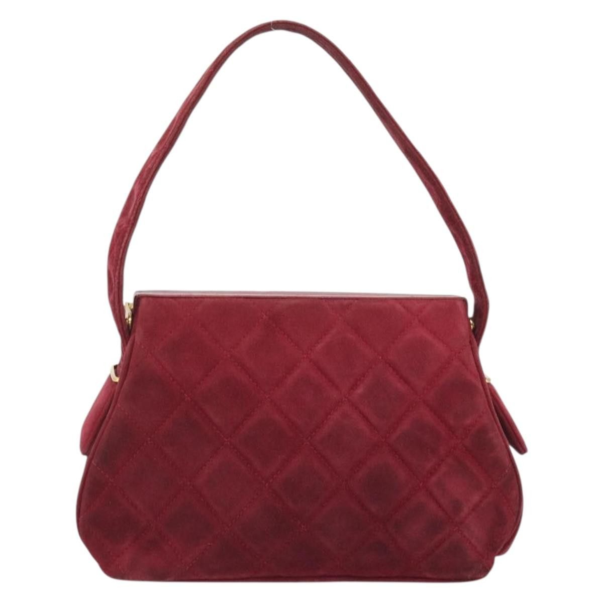 Chanel CHANEL Matelasse Hand Bag Suede Red Gold CC Auth 197450A - Size ONE SIZE - 2 Thumbnail