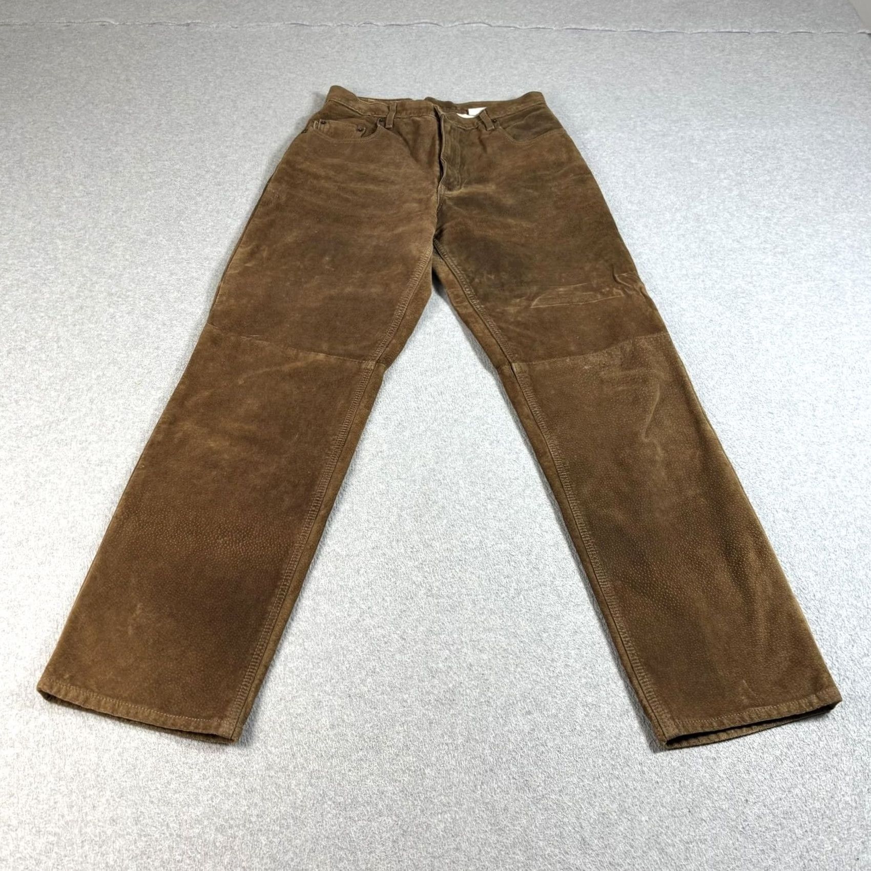Vintage Skotts Suede Pants Men 32x31 Brown Leather Jeans Cotton Lined Motorcycl Washable Size US 32 / EU 48 - 2 Thumbnail