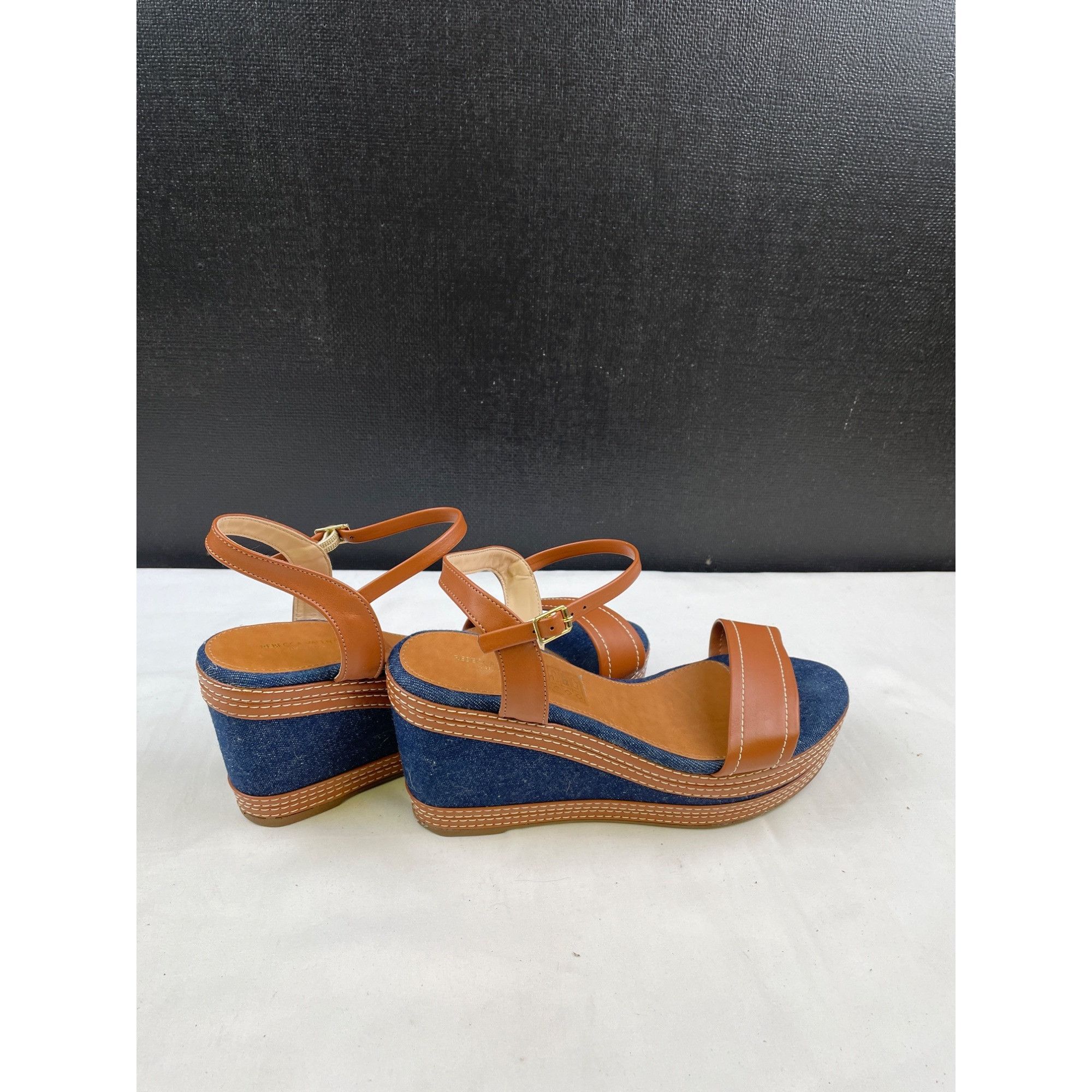 Other Rebecca Valenti Womens Tan&Blue Shoes/ Wedge Sandals Heel 3. Size US 8 / IT 38 - 4 Thumbnail