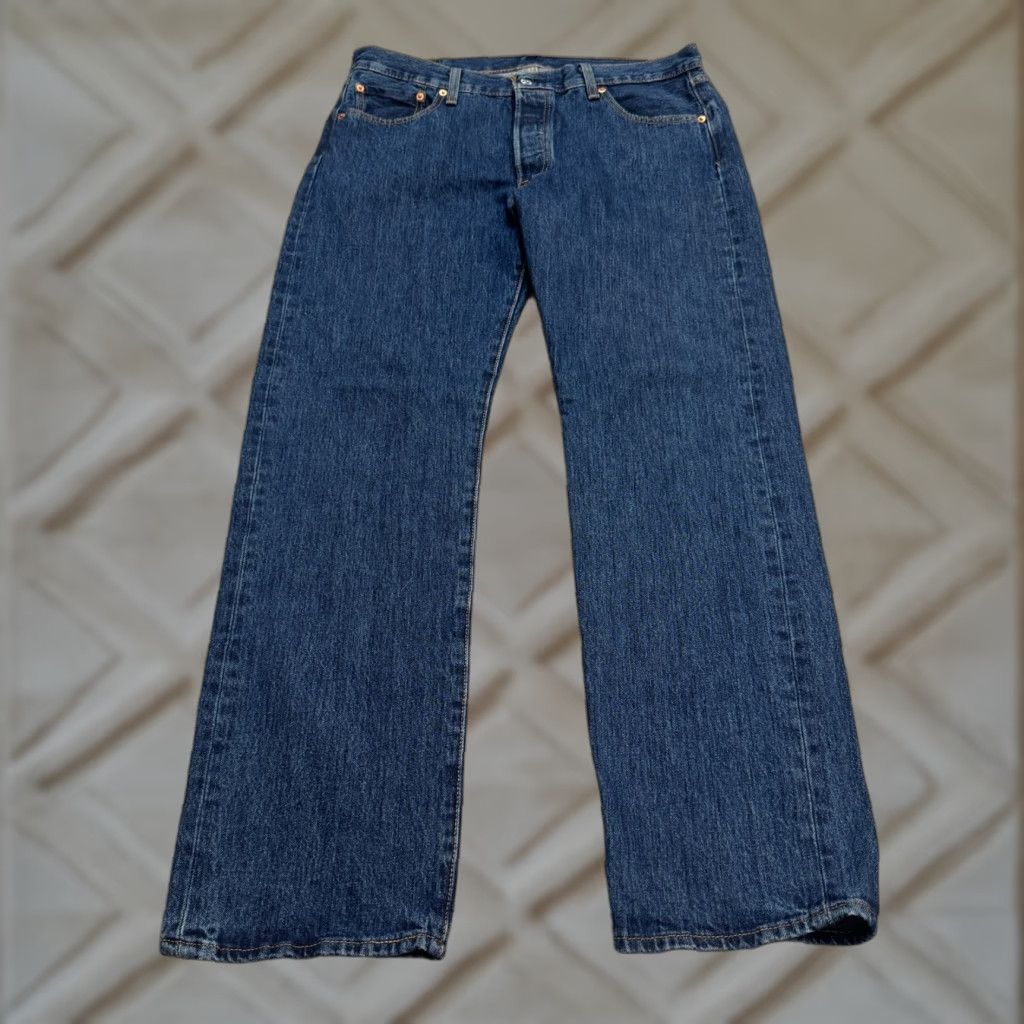 Levi's Levi's 501 Original Fit Straight Jeans Dark Wash 34x32 Navy Blue Denim Button Fly Mens Jeans Regular 501 Series Streetwear Vintage No Size US 33 - 1 Thumbnail