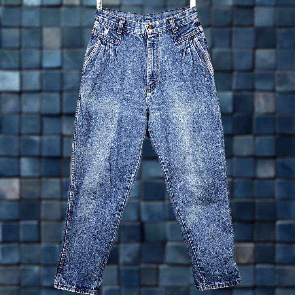 Denime VINTAGE Playmate Denim Jeans Women 11/12 High Rise Blue 5-Pocket Belted Casual Vintage Womens Jeans Size 32" / US 10 / IT 46 - 1 Thumbnail