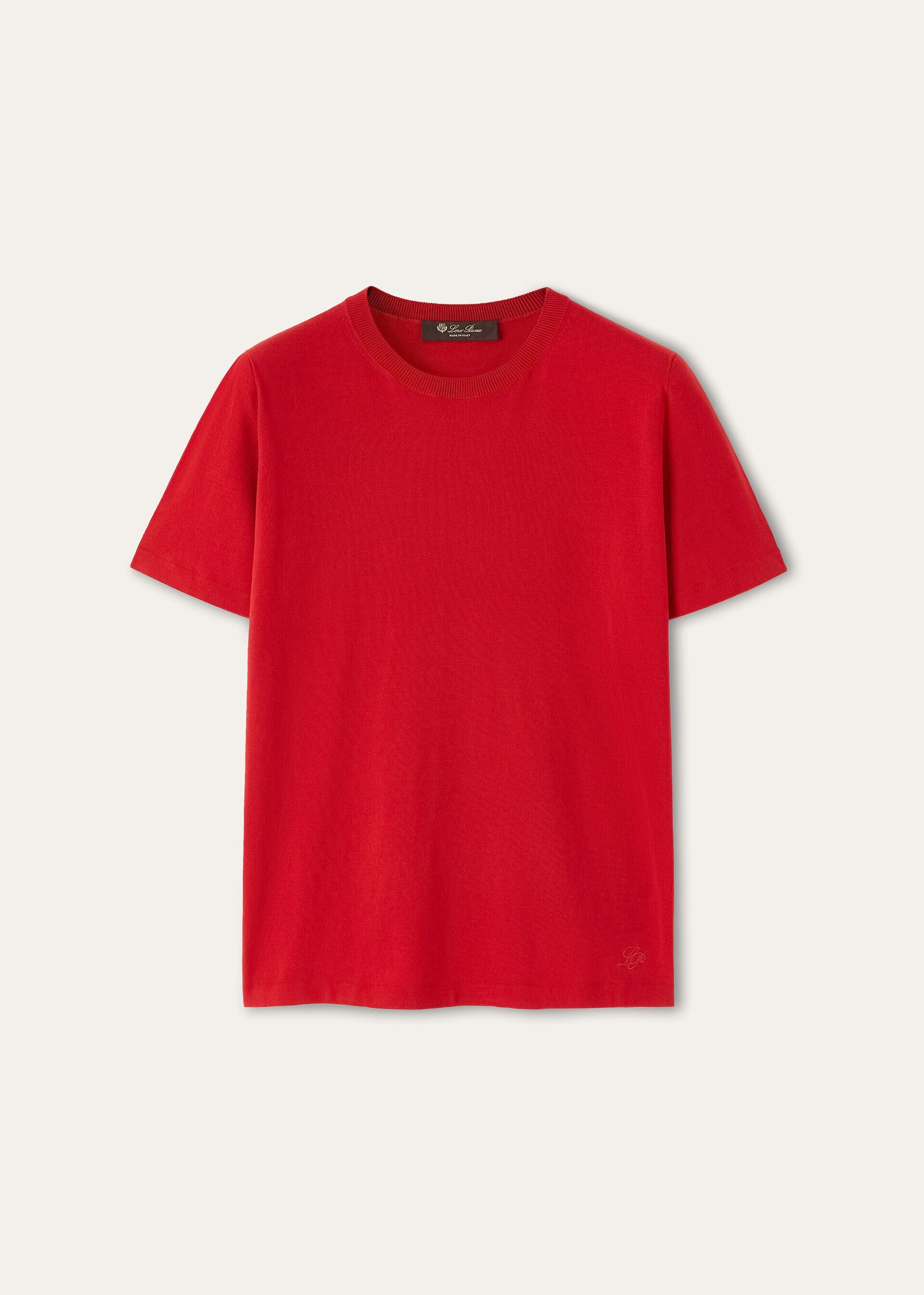 Loro Piana os11x0426 FAM7984 Angera Crewneck T-Shirt in Candy Apple Red Size L / US 10 / IT 46 - 1 Thumbnail