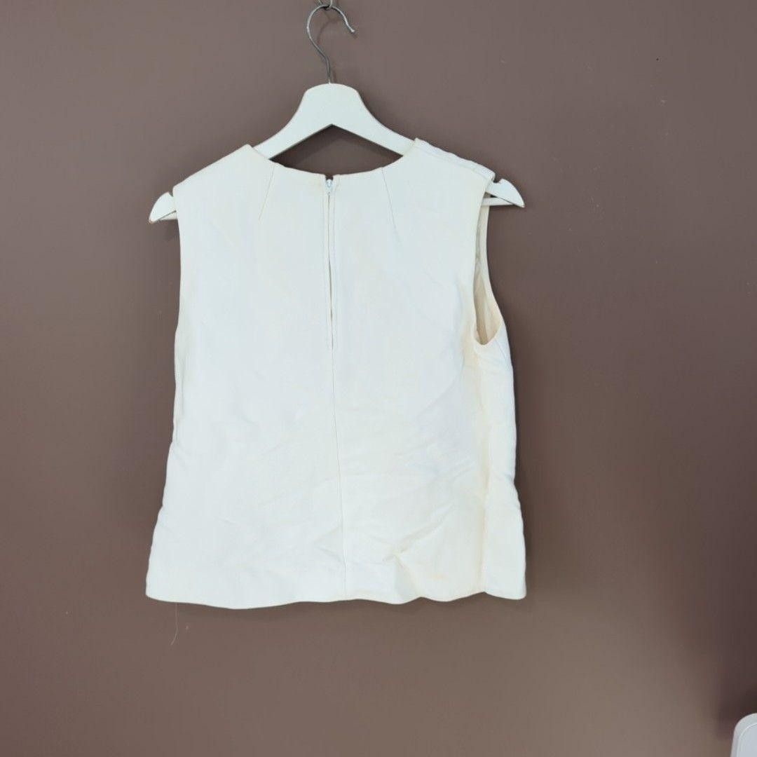 Scanlan Theodore Scanlan Theodore Blouse Womens 10 White V Neck Sleeveless Size S / US 4 / IT 40 - 7 Thumbnail