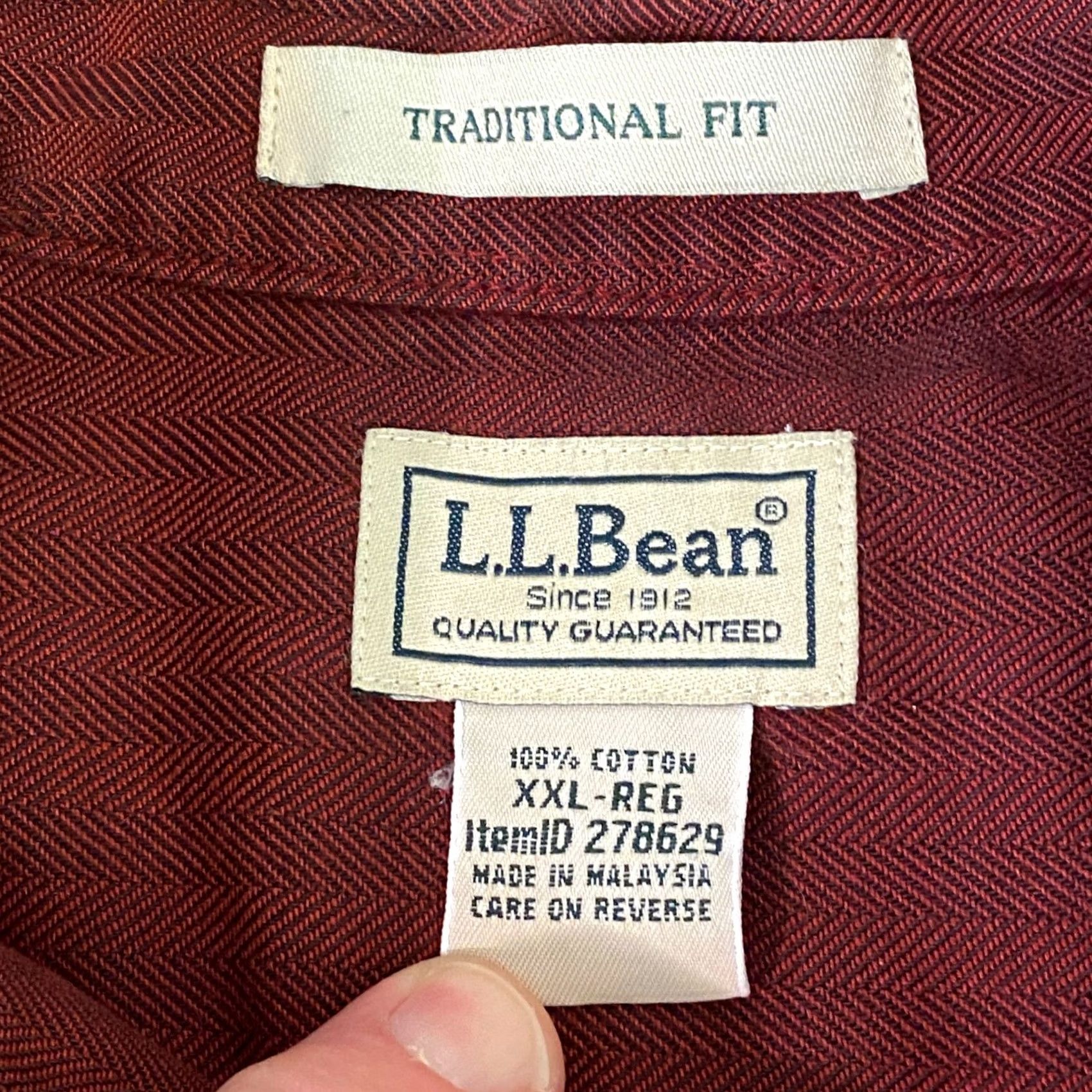 Vintage LL Bean Shirt Mens XXL Red Herringbone Kennebunk Button-Down Size US XXL / EU 58 / 5 - 3 Thumbnail