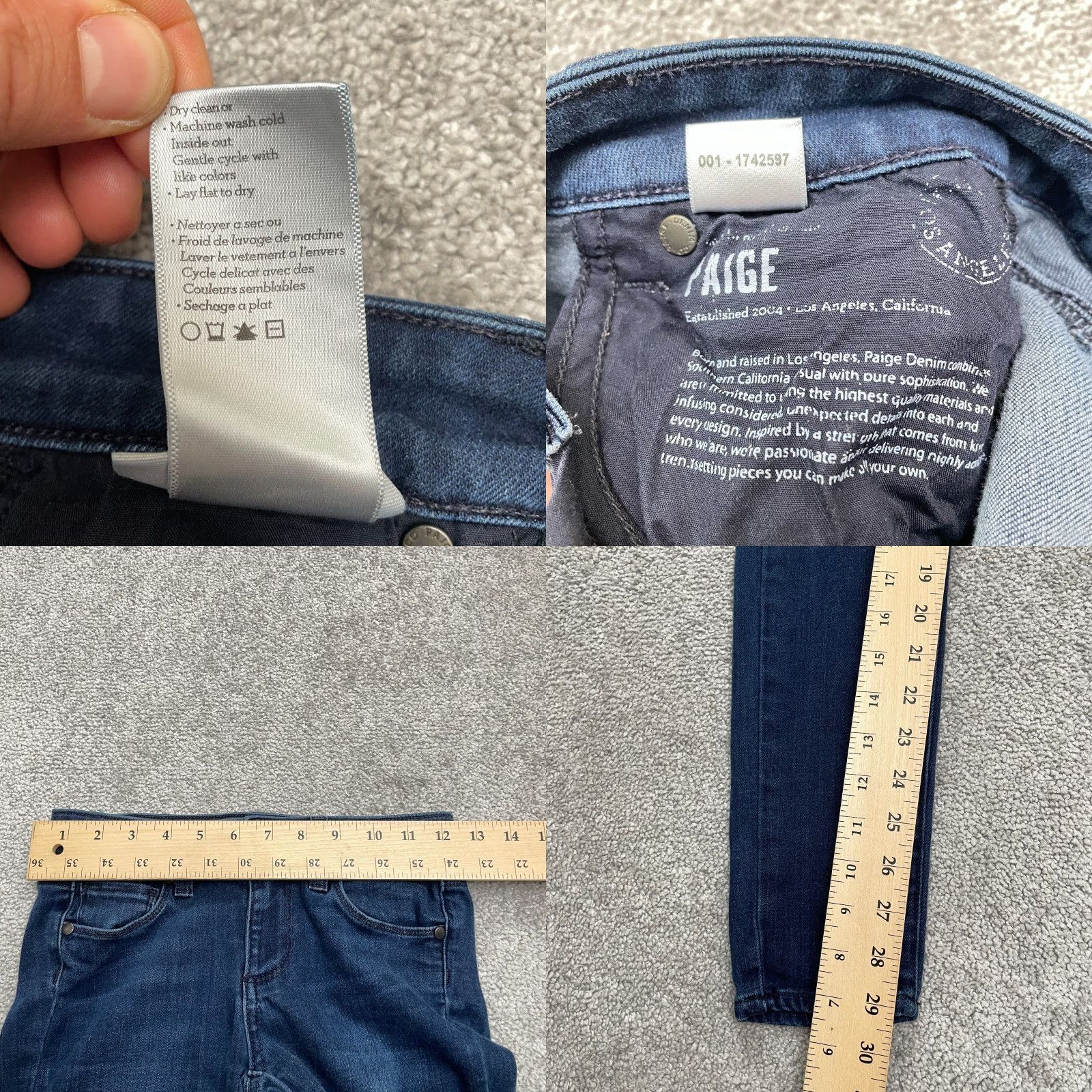 Paige VINTAGE Paige Verdugo Skinny Denim Jeans Womens 24 Blue Low Rise Stretch 29in Urban Style Women Size 42" / US 20 - 8 Thumbnail