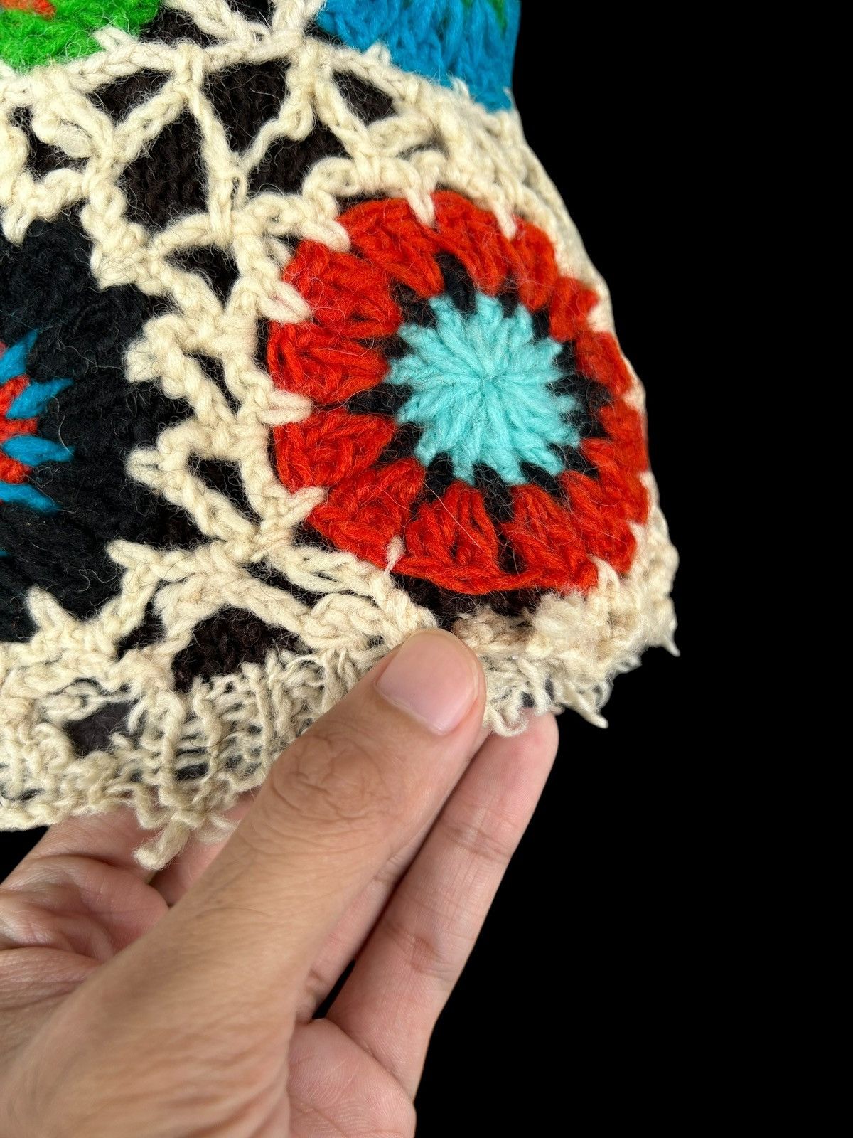 Japanese Brand × Kapital × Vintage Rare Hippies Style Crochet knitted Distressed Beanie Hat ☠️🌈☠️ Size ONE SIZE - 13 Thumbnail