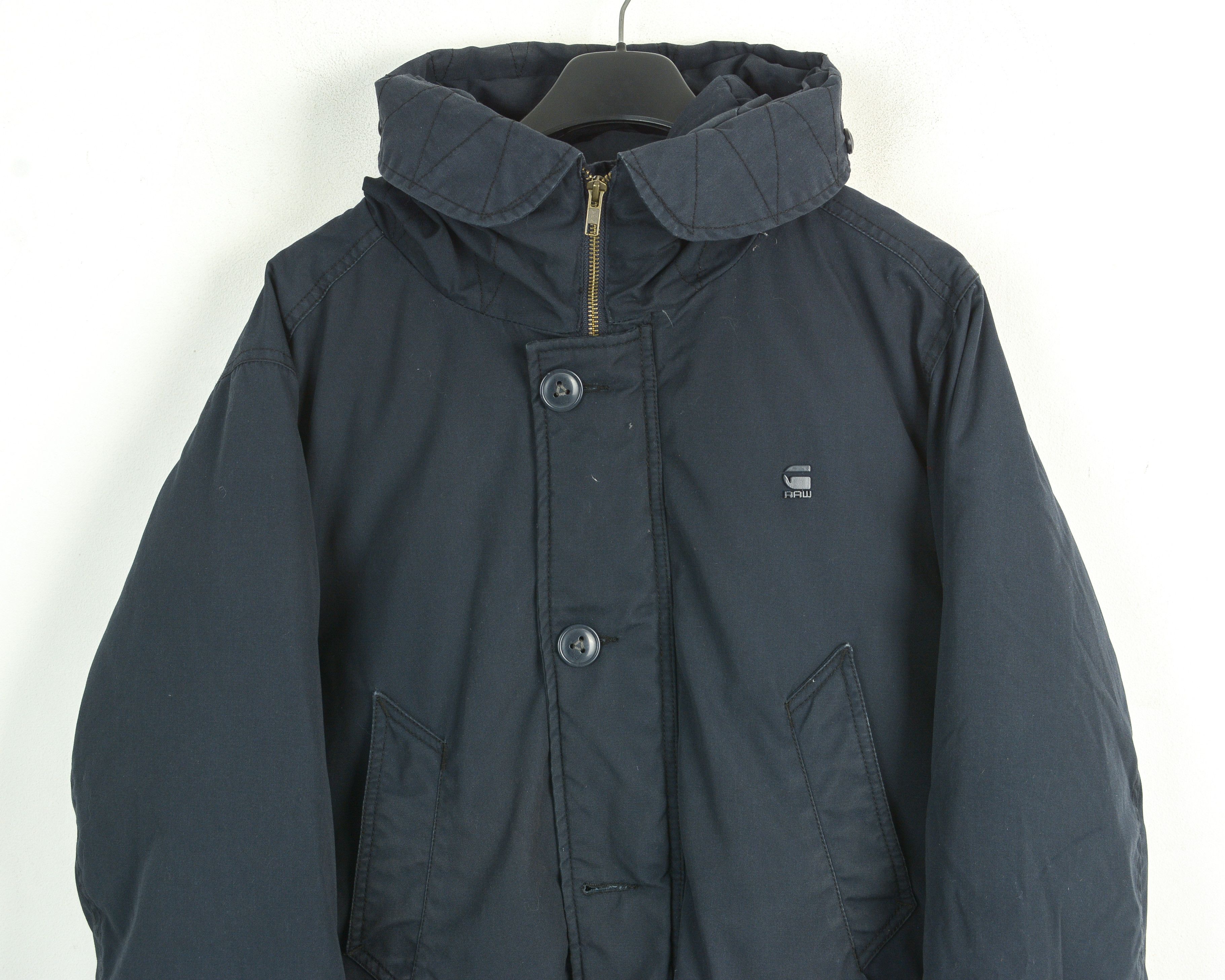 G-Star Hooded Parka Jacket Coat L Polyester Cotton Blue Zip Button Size US L / EU 52-54 / 3 - 2 Thumbnail