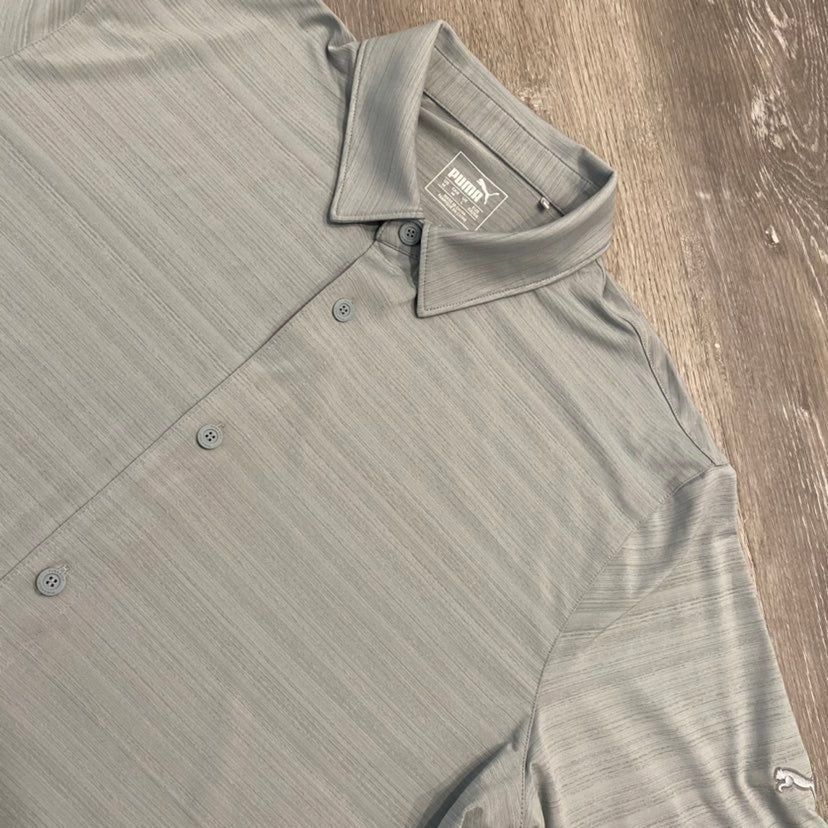 Puma Puma Grey Buttonup Polo Shirt Men Medium Bin G-6 Size US M / EU 48-50 / 2 - 2 Thumbnail