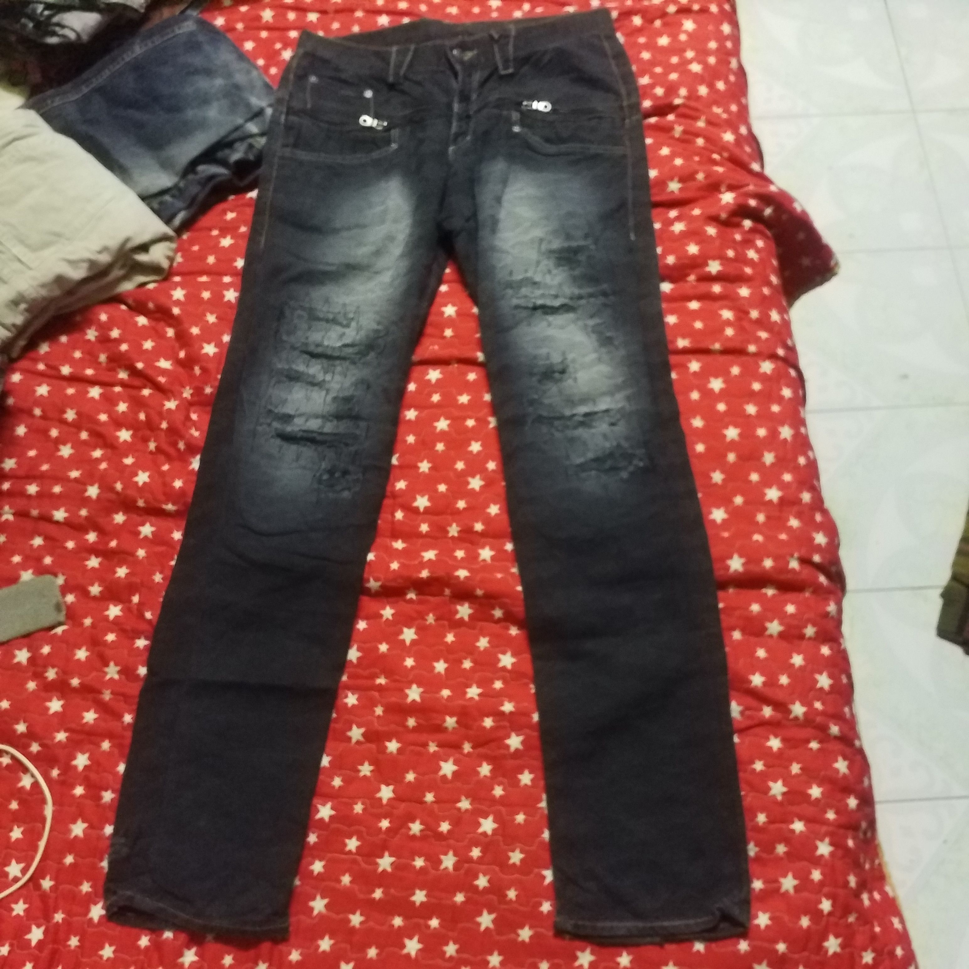 Other PPFM DISTRESS STYLE JEANS MULTIPOCKET BUCKLE BACK Size 32" / US 10 / IT 46 - 1 Thumbnail