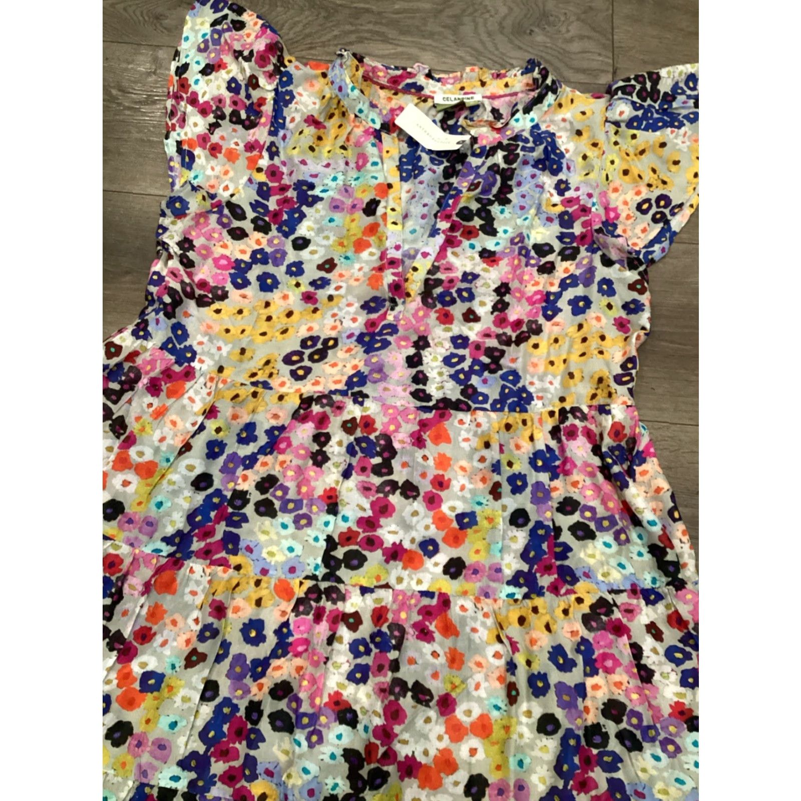 Celandine Shelby Smocked Drop-Waist Maxi Dress M Multicolor A-Line Womens