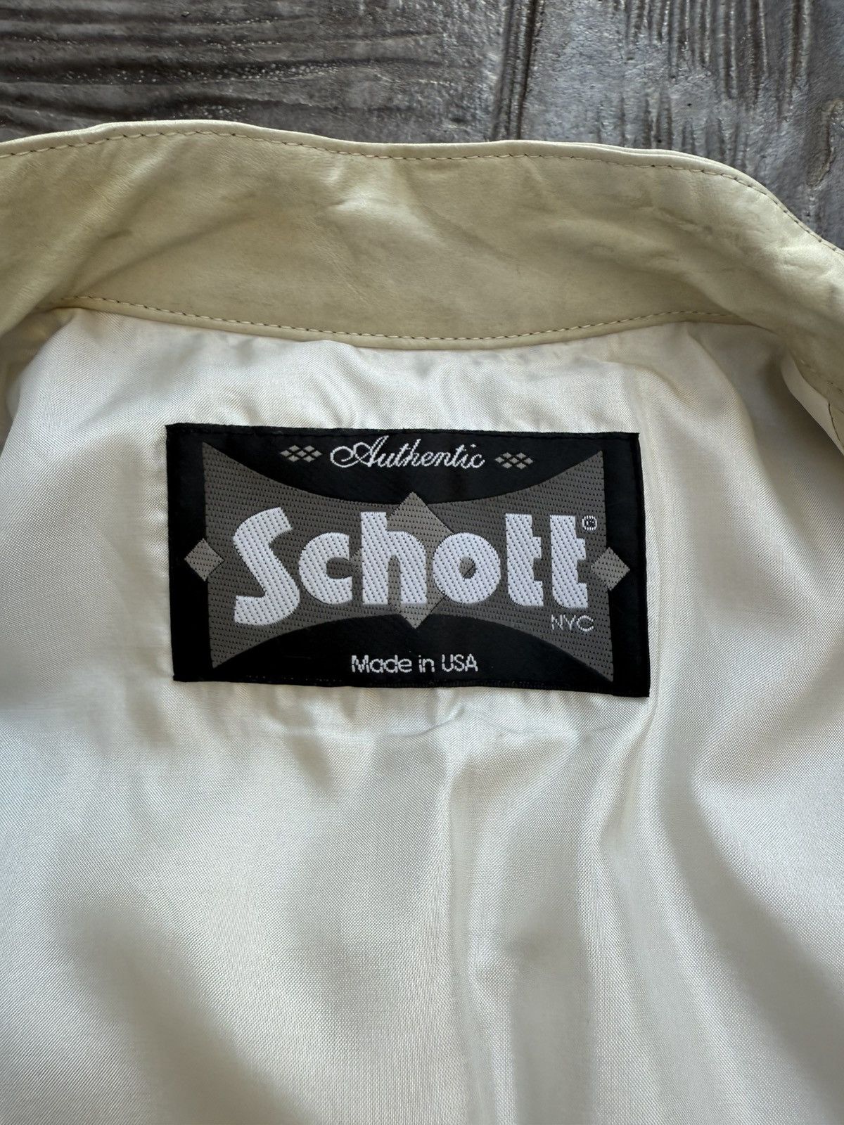 Schott SCHOTT White Leather "Made in USA" RARE Jacket Size US M / EU 48-50 / 2 - 14 Thumbnail