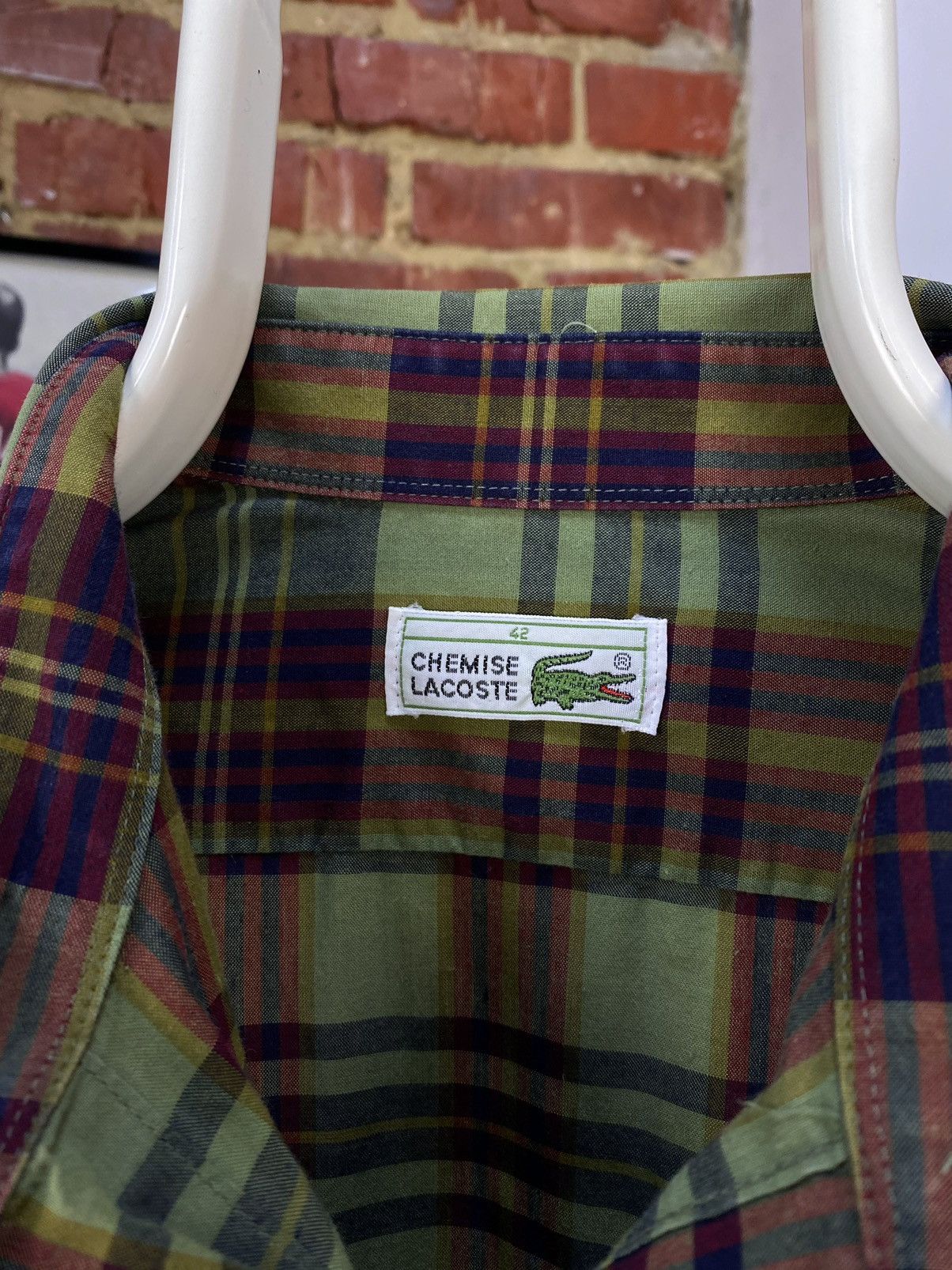 Lacoste × Vintage Vintage Men's Lacoste Chemise Plaid Green Long Sleeve Shirt Size US XL / EU 56 / 4 - 11 Thumbnail