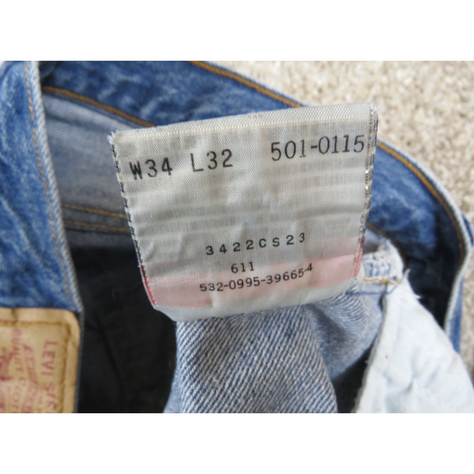 Levi's VINTAGE Levi's 501 Jeans Straight Leg Button Fly Blue 33X30.5 Regular Mens USA 90s 501 Series Denim Cotton Blue Tag Regular Fit Jeans Size US 33 - 7 Thumbnail