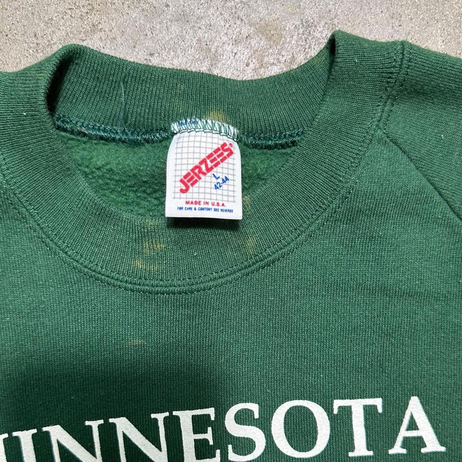 Jerzees Vintage 90s Minnesota 10,000 Lakes Crewneck Funny Sweatshirt Size L / US 10 / IT 46 - 3 Thumbnail