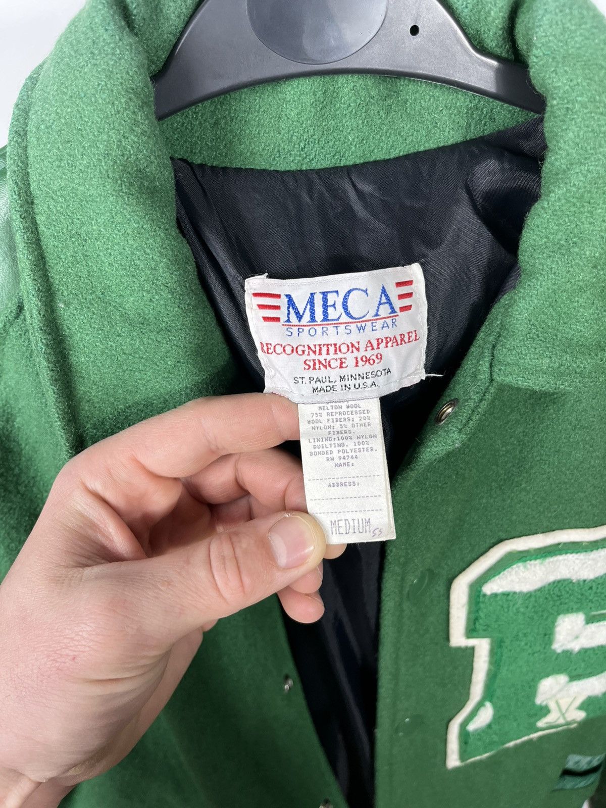 Other Vintage USA Varsity Jacket Green Wool Leather Size M Size US M / EU 48-50 / 2 - 10 Thumbnail