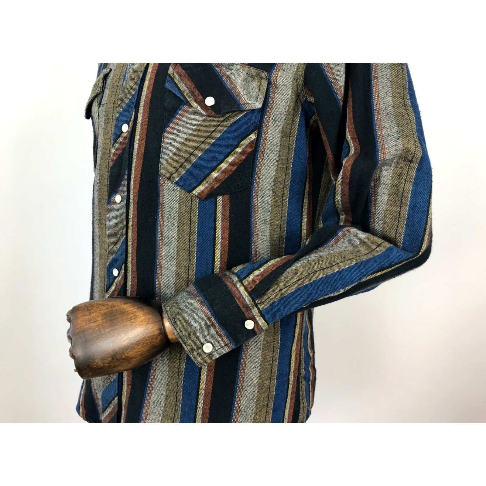 Wrangler Wrangler Multicolor Strip(ed) Cotton Western Shirt Mens M Button-Up Casual Snap Flap Chest Pockets 21.7" Chest 74cm Length Size US M / EU 48-50 / 2 - 6 Thumbnail