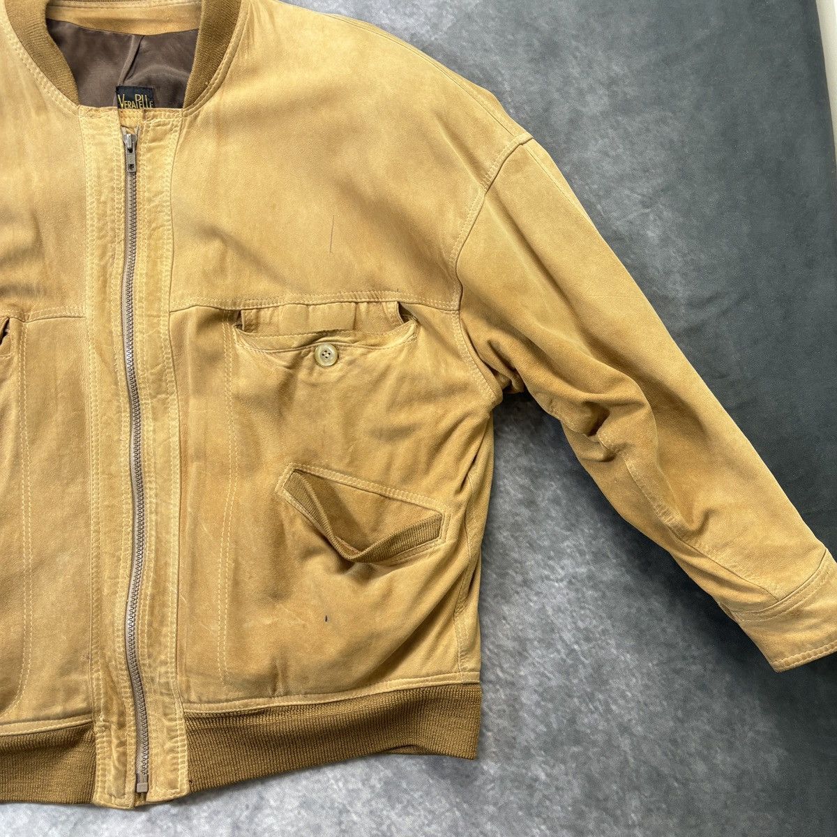 Vera Pelle × Vintage Vintage Suede Bomber Jacket Made in Italy Relaxed Fit 1970s Size US M / EU 48-50 / 2 - 7 Thumbnail