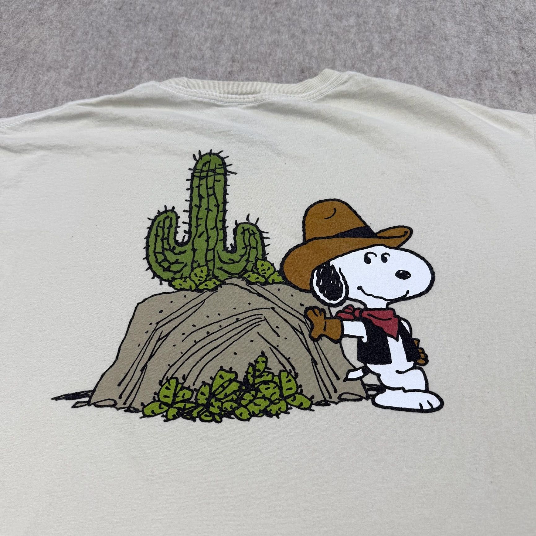 Peanuts Peanuts Snoopy Cowboy Shirt Mens XL White Western Cactus Double Sided Graphic T-Shirt Crew Neck Short Sleeve Graphic Print Cartoon Size US XL / EU 56 / 4 - 7 Thumbnail
