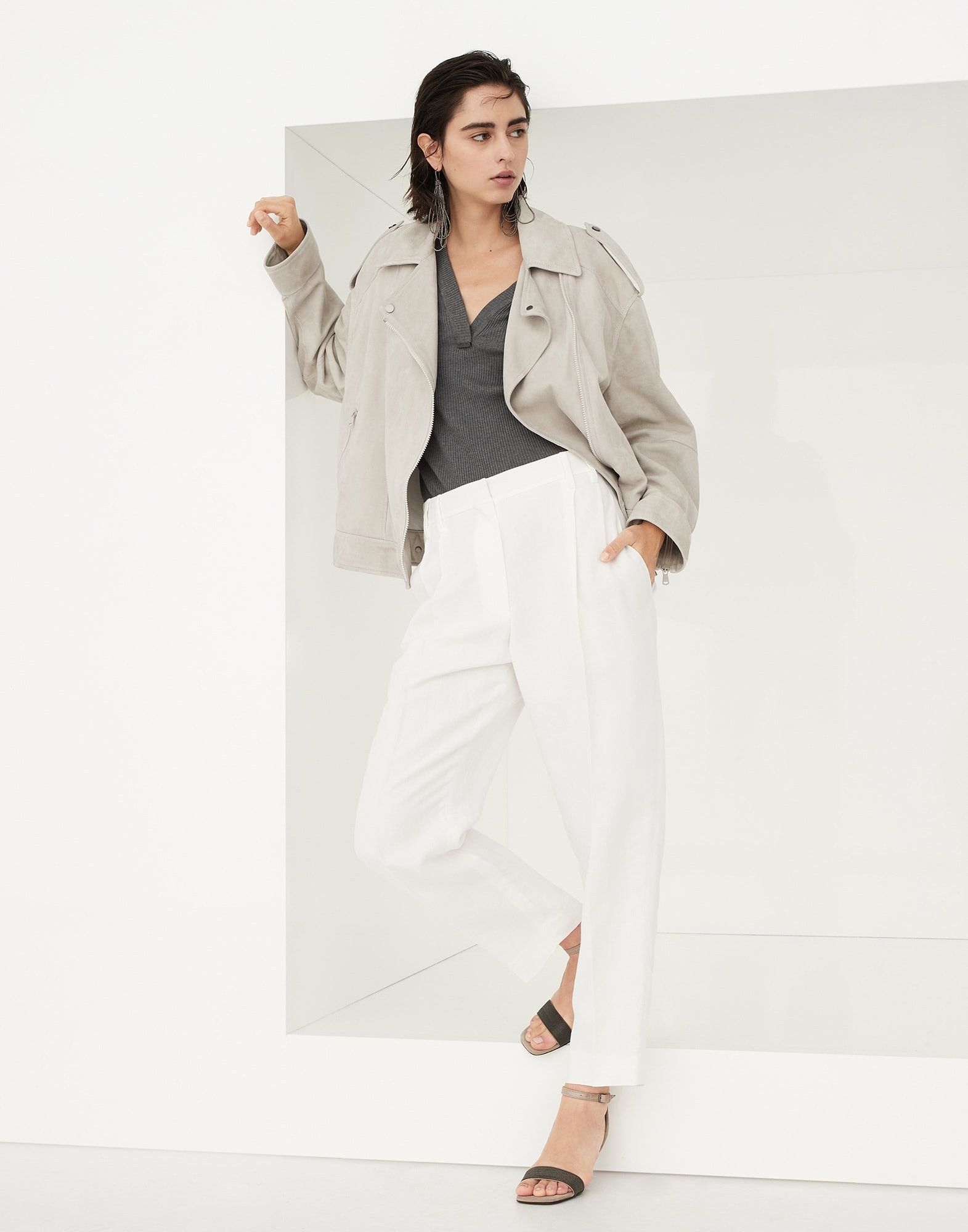 Brunello Cucinelli o1w1db10825 Blouse in Open Grey Size S / US 4 / IT 40 - 5 Thumbnail