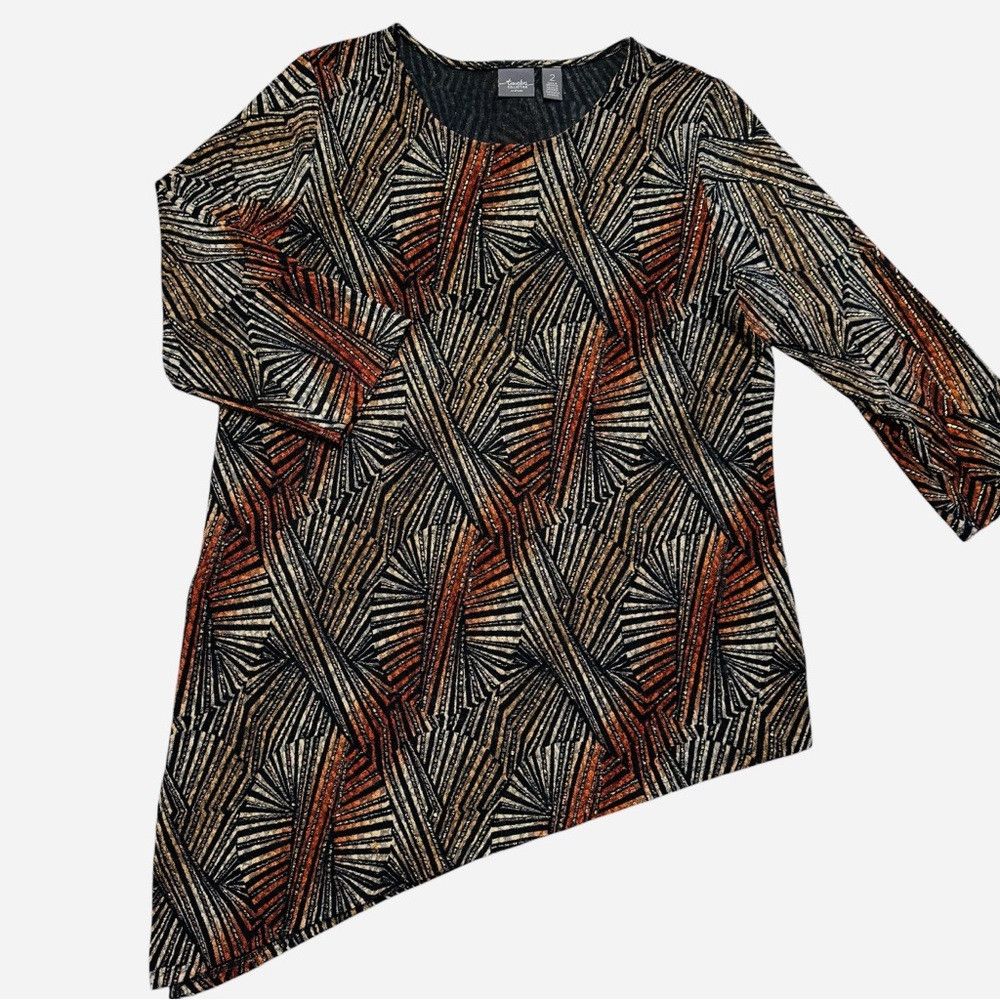 Chicos Chico's Travelers Asymmetrical 3/4 Sleeve Tunic Top Size 2 Size L / US 10 / IT 46 - 6 Thumbnail