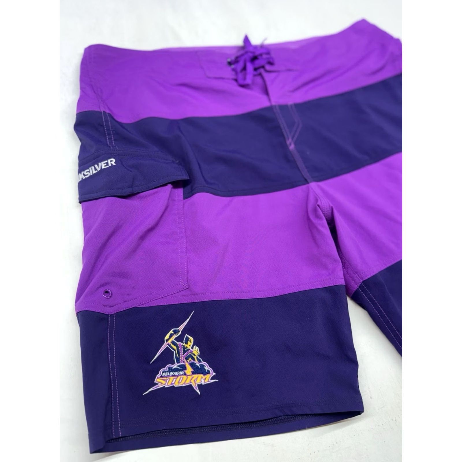 Quiksilver Quicksilver Board Shorts Storm Purple Mens 36 XL Melbourne Australian Rugby Striped Polyester Spandex Wave Surf Swim Bottoms Size US 36 / EU 52 - 2 Thumbnail