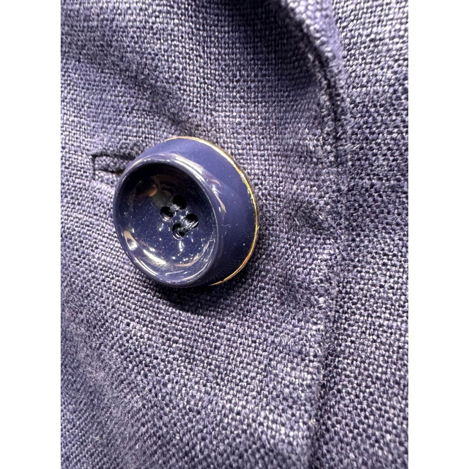 Vintage Kate Spade New York Navy Blazer Size 8 Linen Blend Double Button Front 114B Size M / US 6-8 / IT 42-44 - 3 Thumbnail