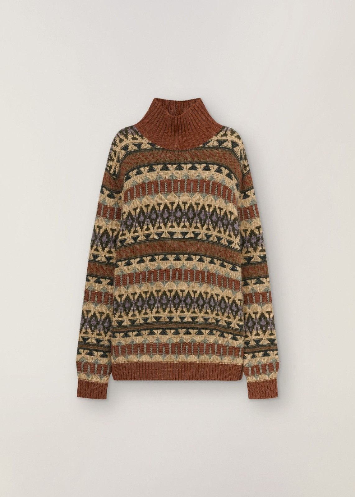 Loro Piana o1srvl11e0125 Cashmere Jacquard Turtleneck Sweater Size L / US 10 / IT 46 - 1 Thumbnail