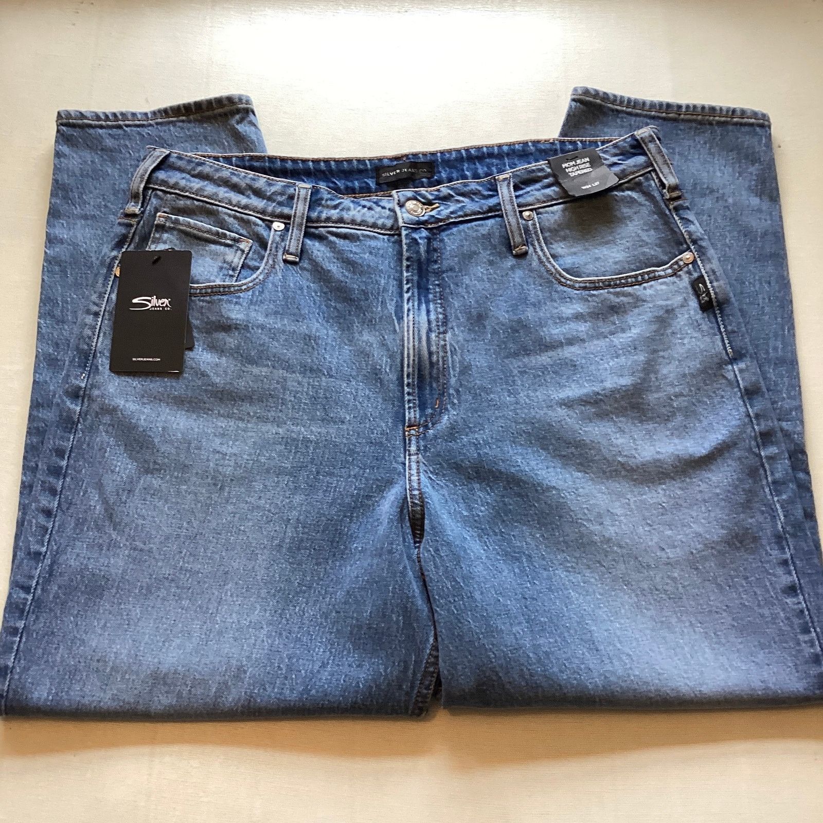 Silver Jeans Co. Silver Jeans Womens Mom HighRise Tapered Blue Jeans 34x27 XL Size 40" / US 18 - 2 Thumbnail