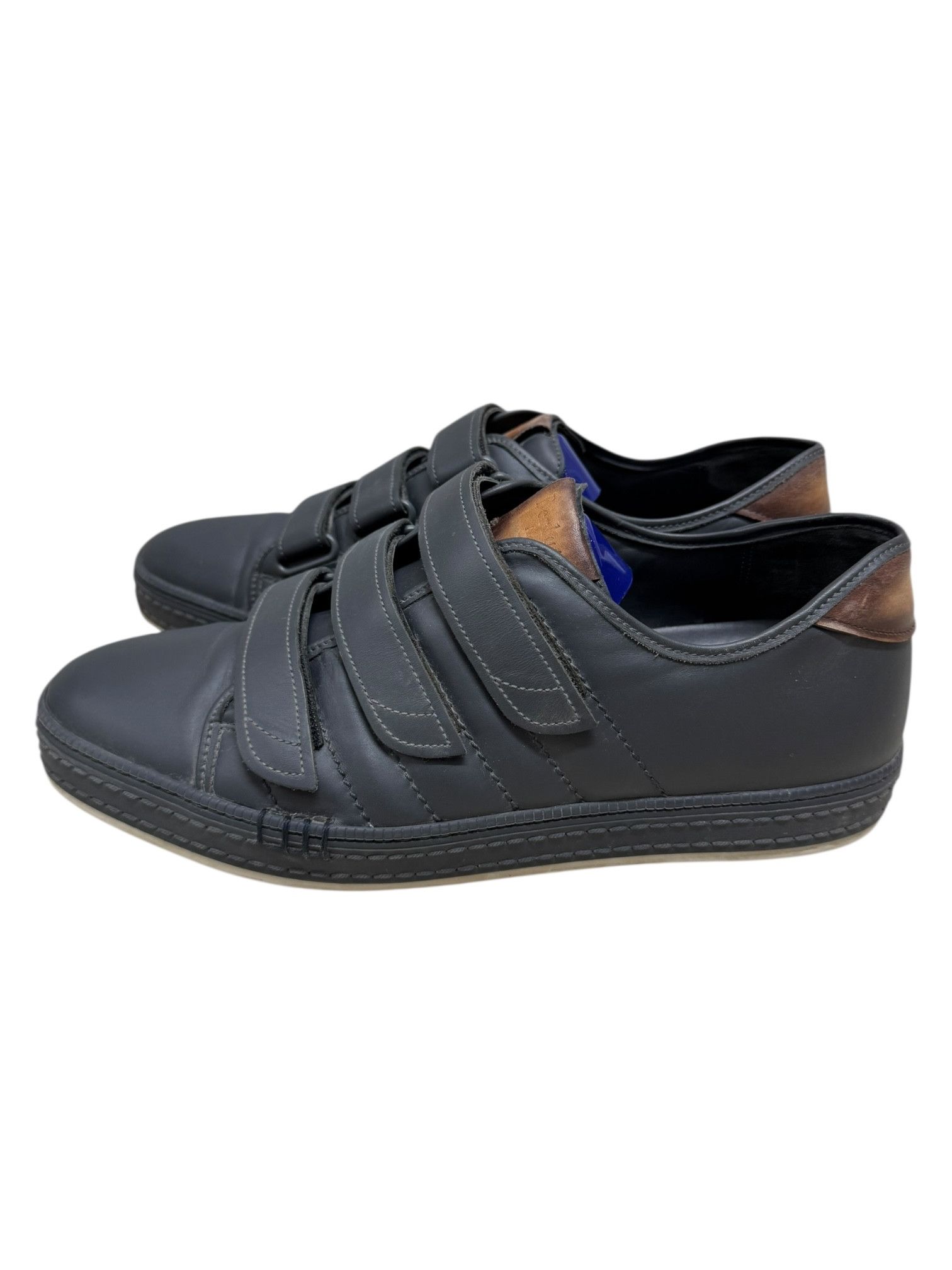 Berluti Berluti Navy Leather Triple Strap Caligraphy Sneakers Size US 9 / EU 42 - 3 Thumbnail