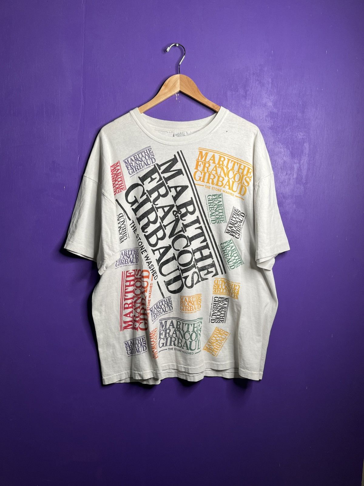 Marithe + Francois Girbaud Vintage 90s Marithe Francois Girbaud logos AOP tee Size US XL / EU 56 / 4 - 1 Thumbnail