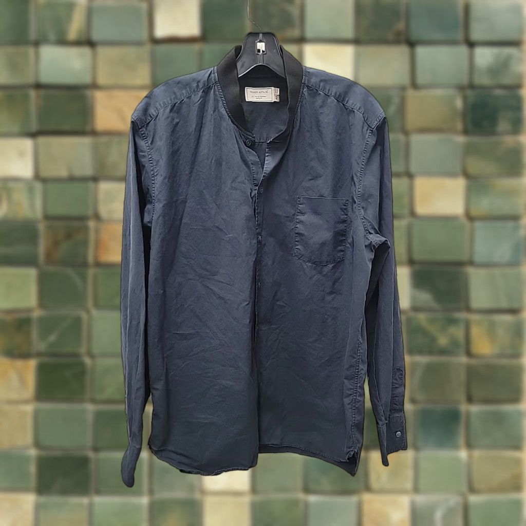 Vintage Maison Kitsuné Shirt Mens Button-Up Blue 43 Cotton Long Sleeve Casual Made in Portugal Size US XL / EU 56 / 4 - 1 Thumbnail