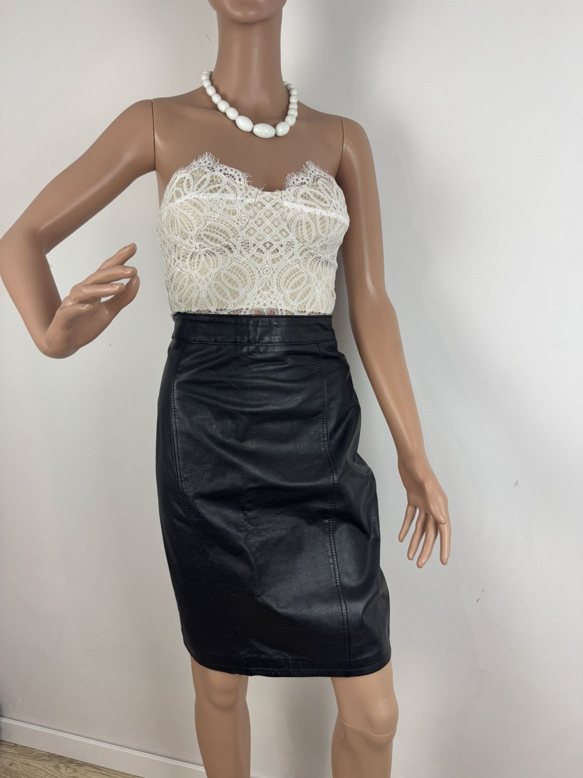Other Vintage 80s PELLE CUIR Leather High-Waisted Pencil Skirt Size 27" / US 4 / IT 40 - 3 Thumbnail
