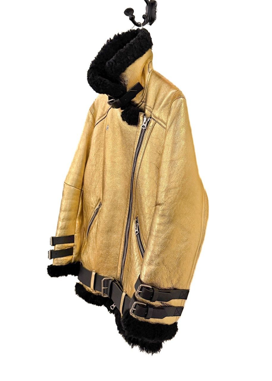 Acne Studios Acne Studios Metallic Gold Velocite Shearling Coat - 32 DK Size XS / US 0-2 / IT 36-38 - 3 Thumbnail
