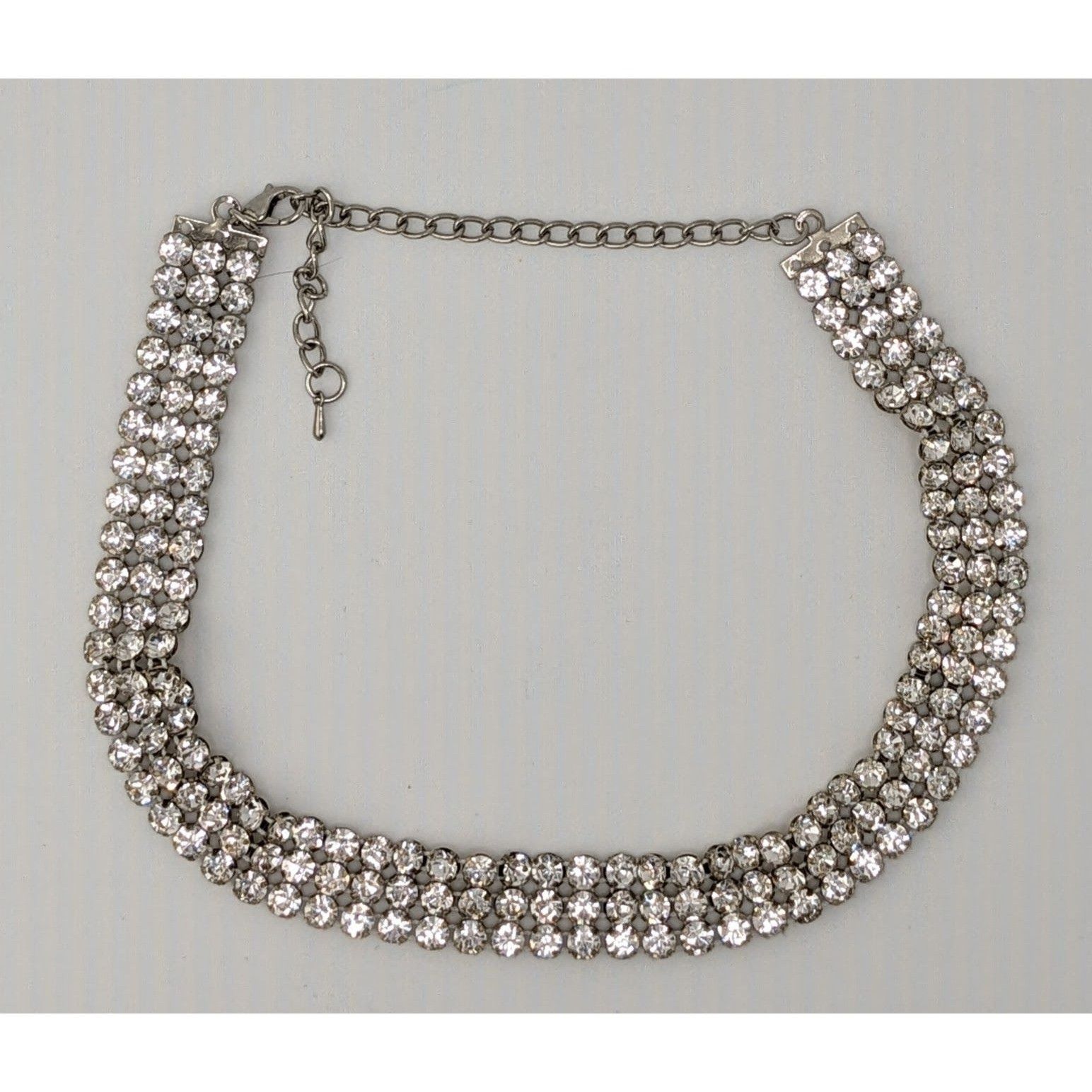 Other Vintage Glam Triple Rhinestone Triple Row Silver Tone Neckla Size ONE SIZE - 4 Thumbnail