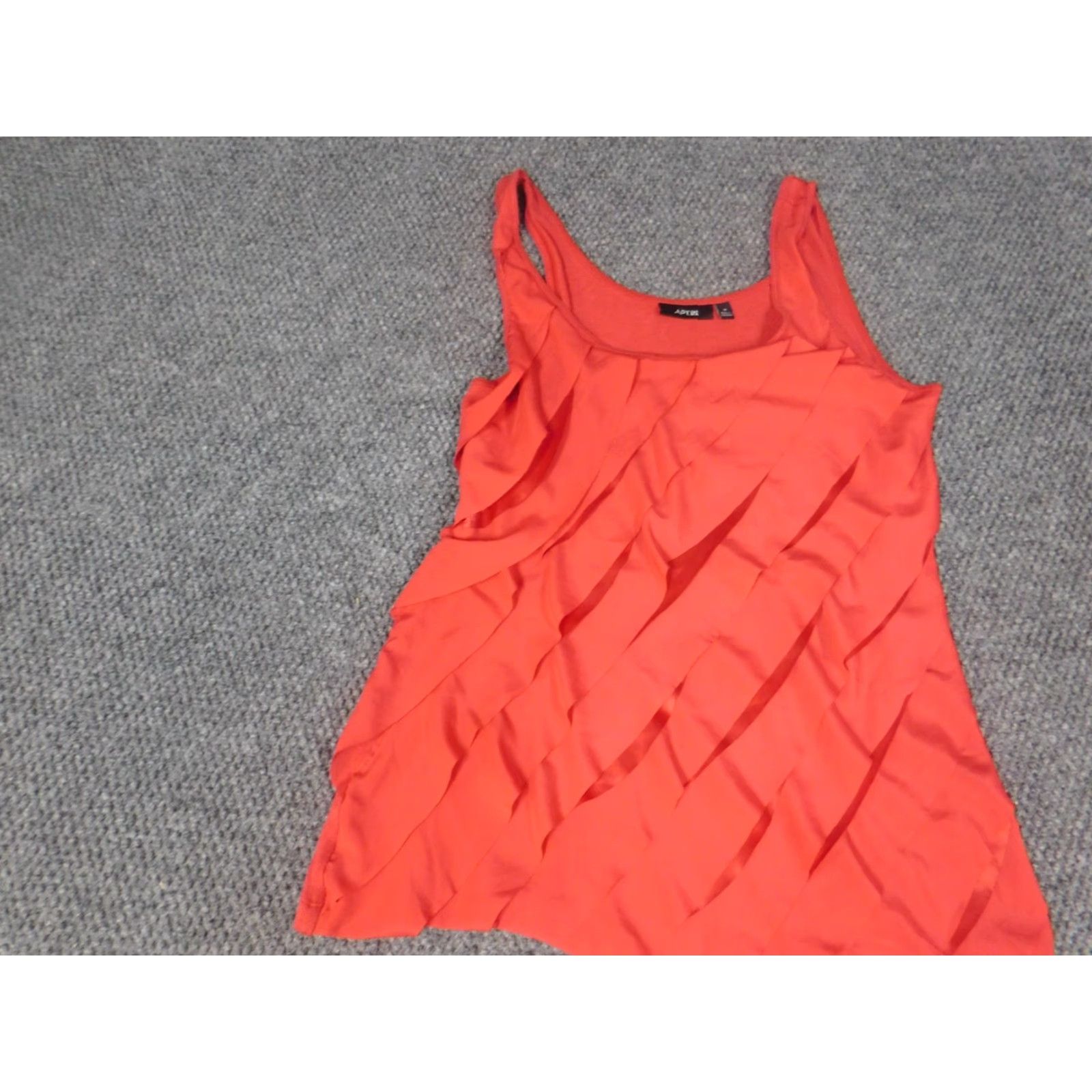 Apt. 9 Apt. 9 Blouse Women M Red Cap Sleeve Crew Neck Pullover Ruffle Button Solid Rayon Casual Basic Stretch Size M / US 6-8 / IT 42-44 - 3 Thumbnail