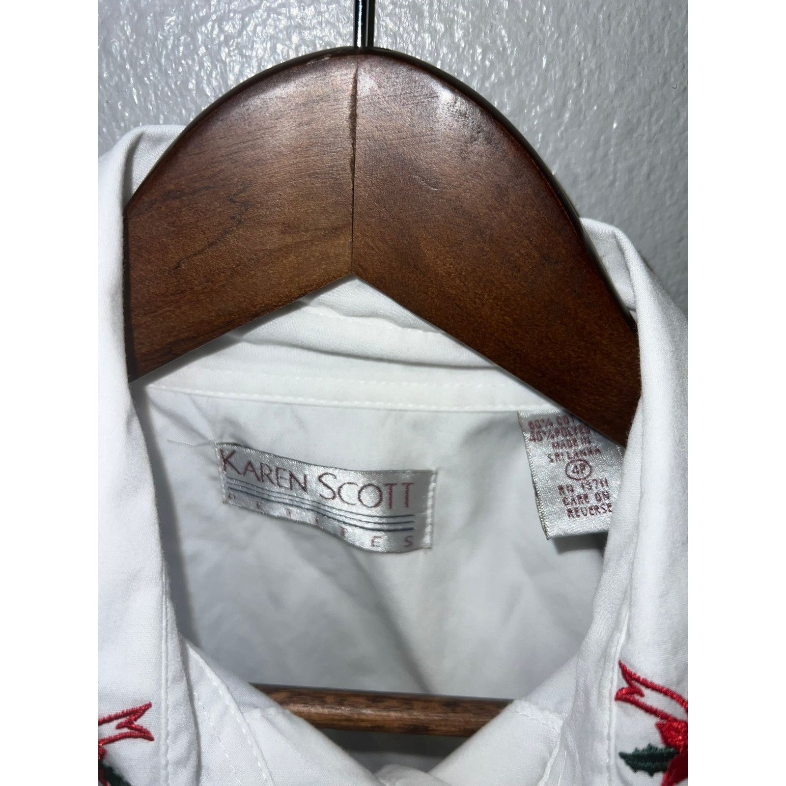 Vintage Women's Karen Scott Petites Shirt Button Down Top 4P Petite Size S / US 4 / IT 40 - 7 Thumbnail
