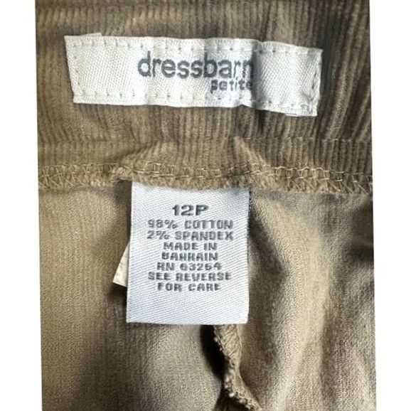 Vintage Dressbarn Corduroy Pants Womens 12P Petite Signature Tan Trouser Leg Hi-Rise NEW Size 34" / US 12 / IT 48 - 3 Thumbnail