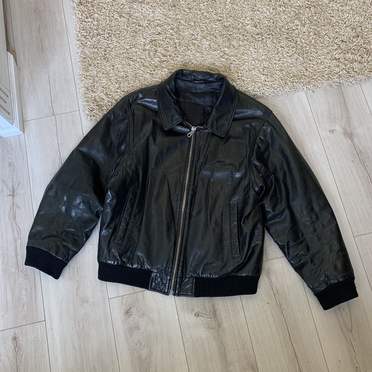 Image of Leather Jacket x Vintage 90's Leather Flight Bomber Jacket Black Xl, Men's