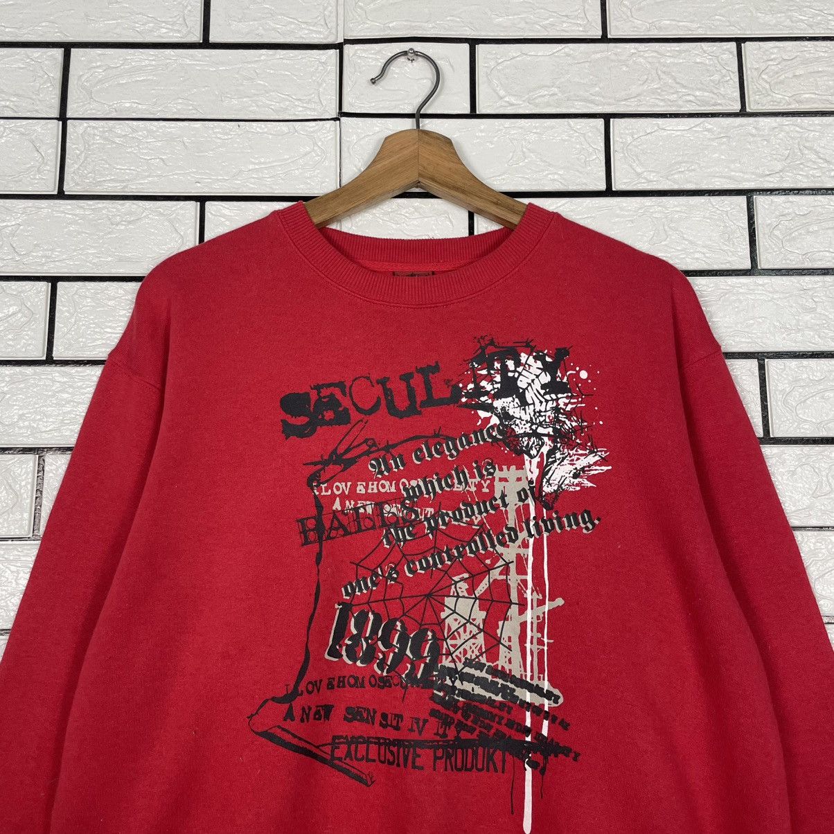 Japanese Brand Seculity Big Print Red Sweatshirt Size US M / EU 48-50 / 2 - 2 Thumbnail