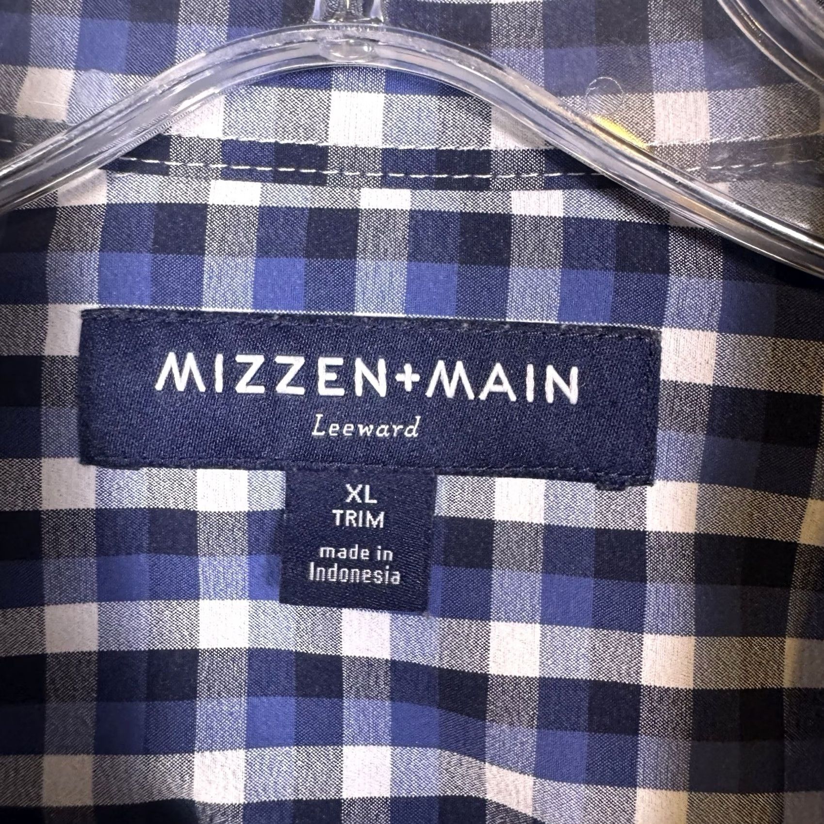 Mizzen+Main Mizzen+Main Dress Shirt Men XL Trim Fit Gingham Check Performance Size 46R - 6 Thumbnail