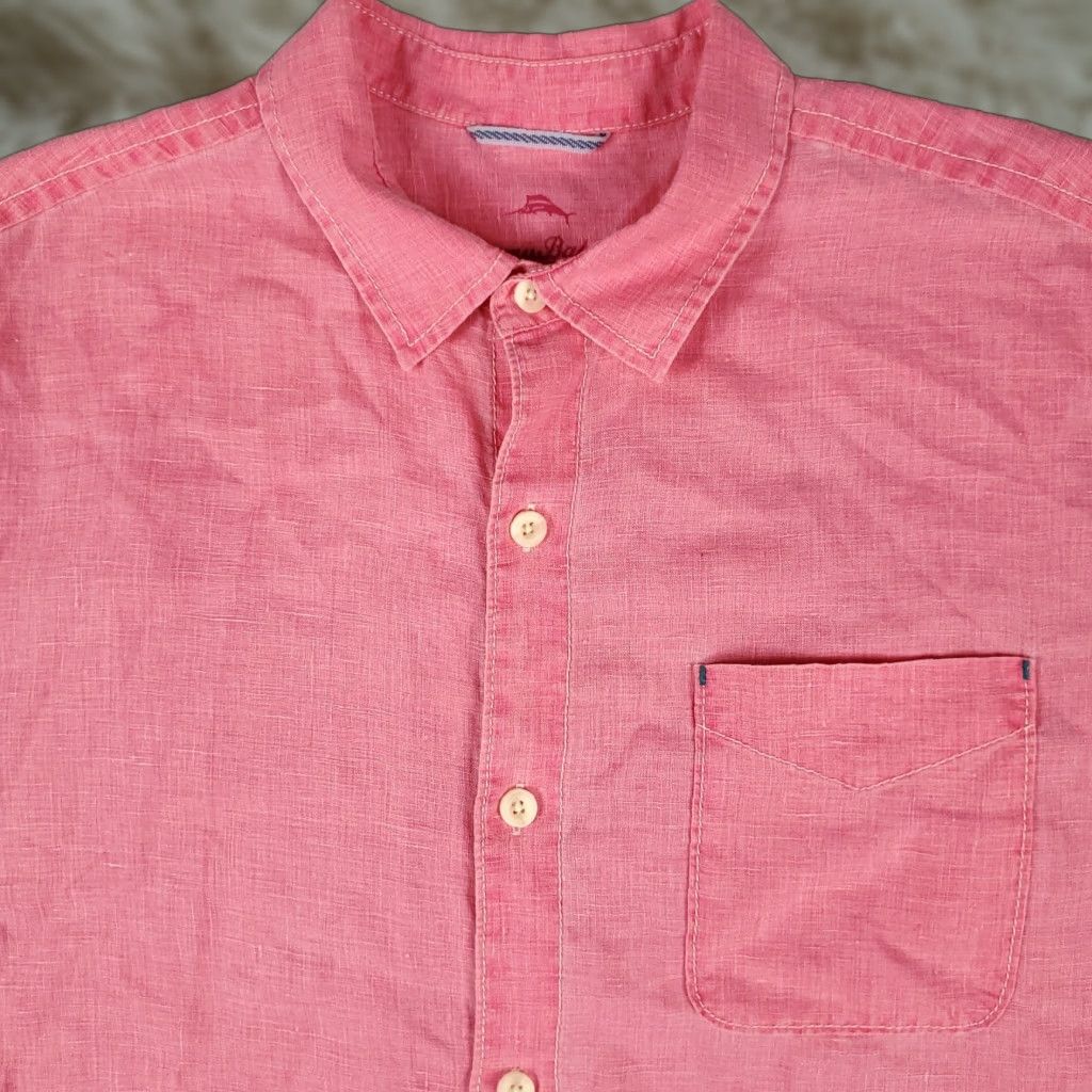 Tommy Bahama Tommy Bahama Shirt Mens L Pink Linen Hawaiian Button Up Short Sleeve Shirt Mens L Pink Linen Hawaiian Button Up Short Sleeve Size US L / EU 52-54 / 3 - 1 Thumbnail