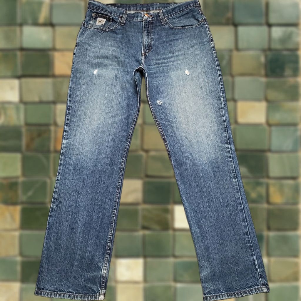 Denime Cinch Jeans Mens 38x33 Blue Faded Denim Silver Label Western Cowboy Ranch Work ShirtType: Jeans Size US 34 / EU 50 - 1 Thumbnail